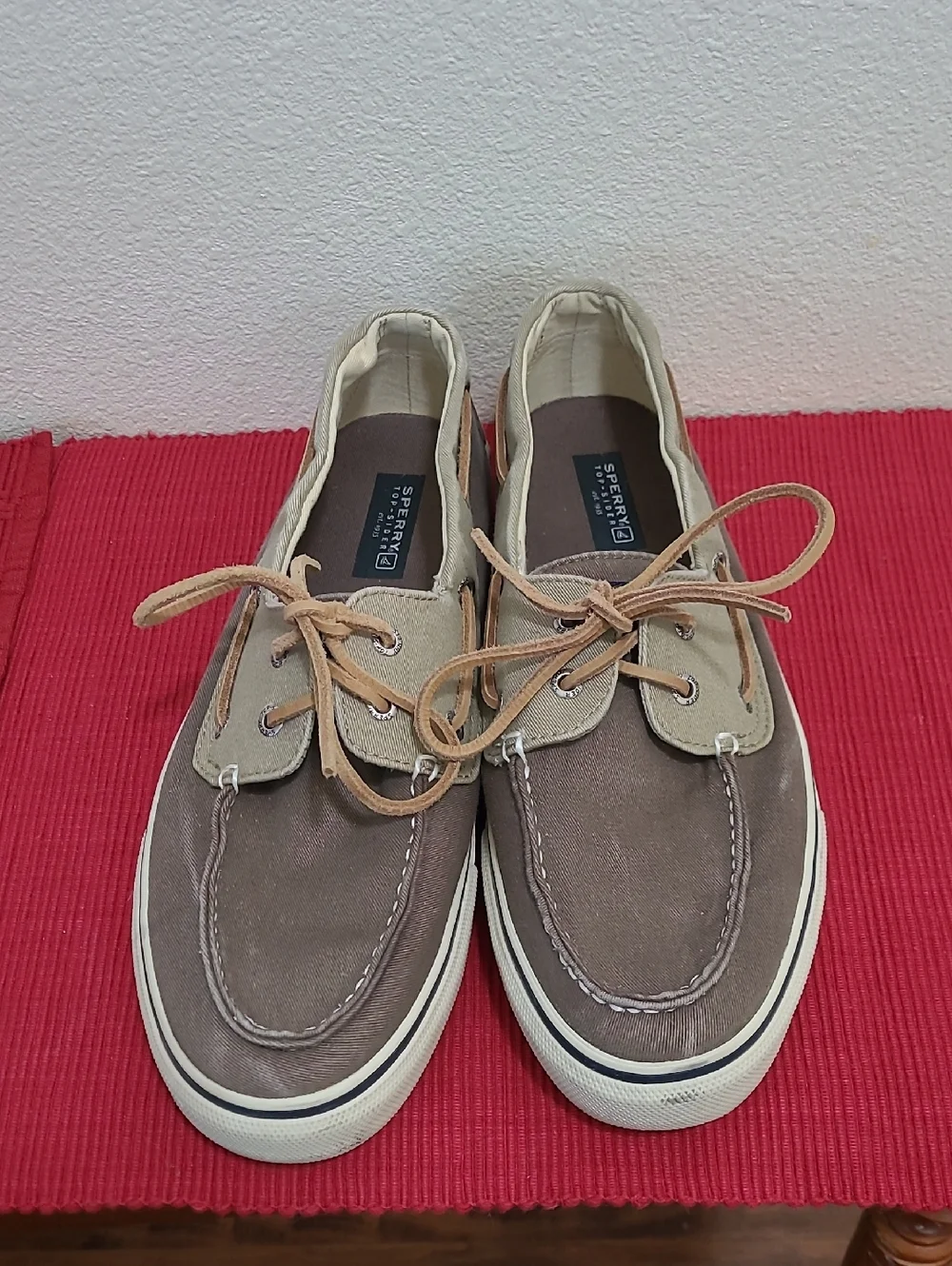 Sperry Men's Brown and Tan Canvas/Suede Boat Shoes